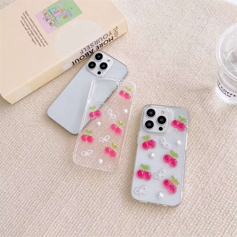 Epoxy Three-dimensional Cherry Bow Phone Case